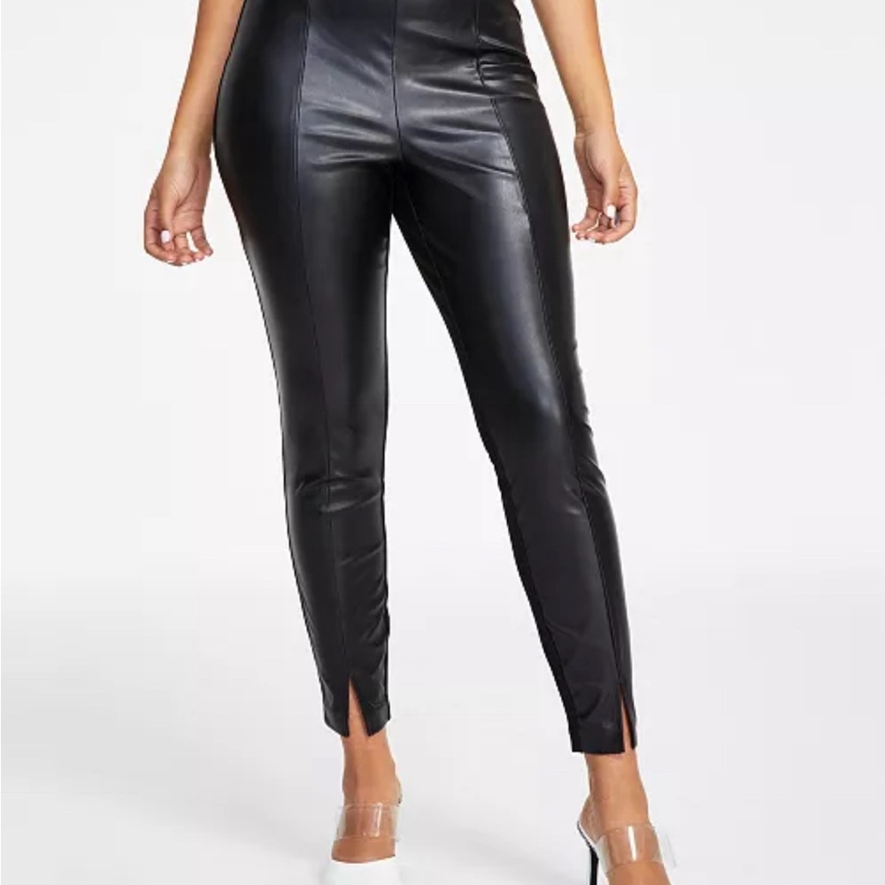 Bar III Women's Black Faux Leather Skinny Pants
